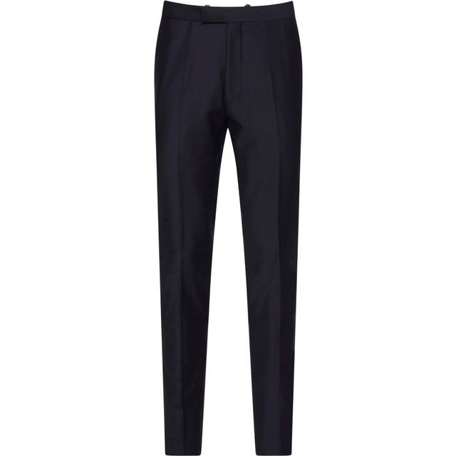 Oscar Jacobson Denz Wool Tuxedo Trousers Navy