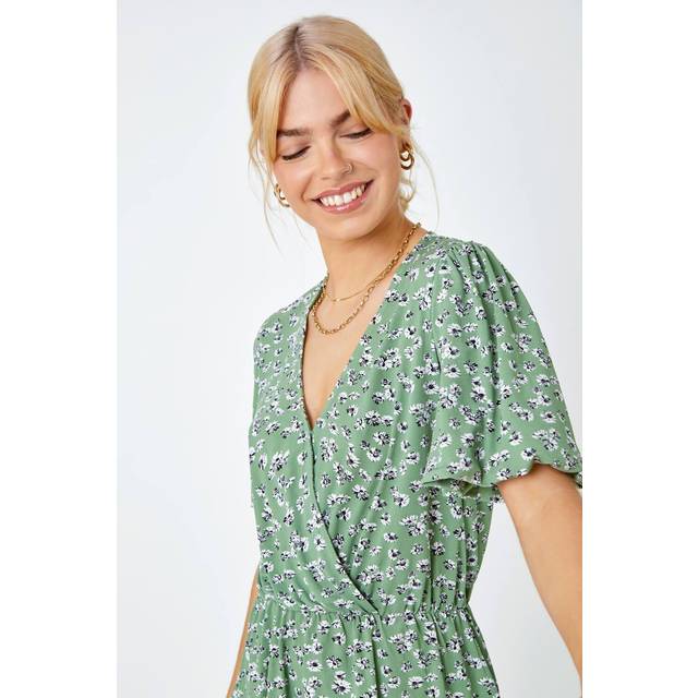 Ditsy floral print peplum top - ladies dusk fashion women