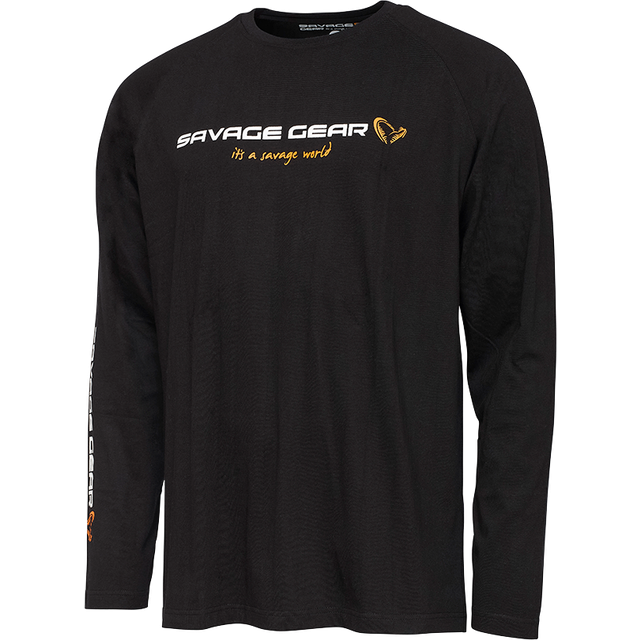 Savage gear triko signature logo long sleeve t shirt black caviar - s