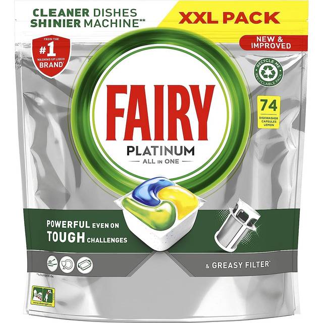 Fairy Platinum All In One Dishwasher Tablets Lemon, 74 Tablets