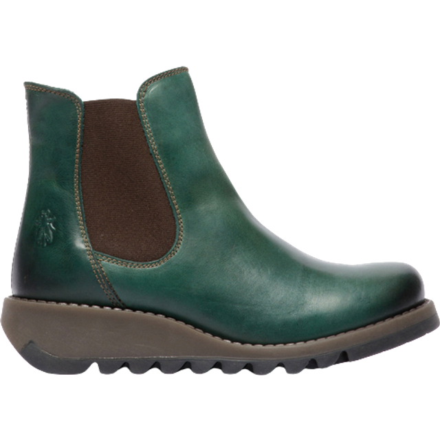 Fly london salv womens ladies petrol leather wedge chelsea ankle boots size 4-9