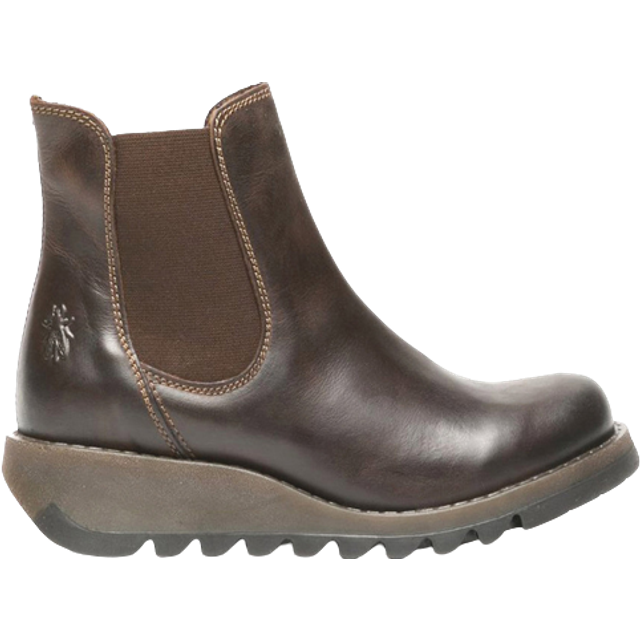 Fly london salv womens ladies brown leather wedge chelsea ankle boots size 4-9