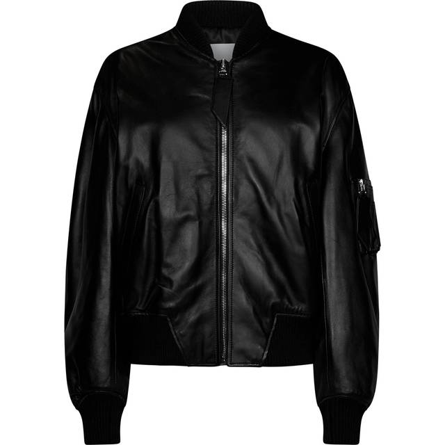 The Attico Black Anja Leather Bomber Jacket - 100 Black - IT 42