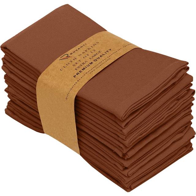 Ruvanti Cloth Napkins set of 12  18x18 Inches Napkins Cloth Washable  Soft  Durable  Absorbent  Cotton Blend. Table Dinner Napkins Cloth for Hotel  Lu