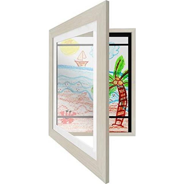 Americanflat Front Loading Kids Art Frame in Light Wood - 8.5x11 Picture Frame with Mat and 10x12.5 Without Mat - Kids Artwork Frames Changeable Displ