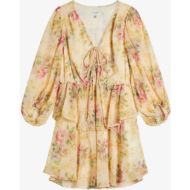 Ted Baker Printed Tie-Front Mini Dress