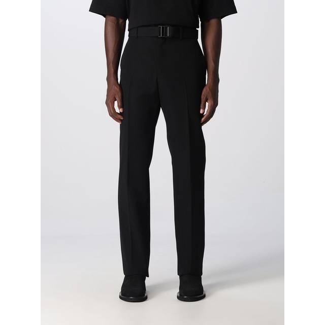 Off White, Byxor, Herr, L, Svarta ullbyxor med bälte i midjan - black (L)