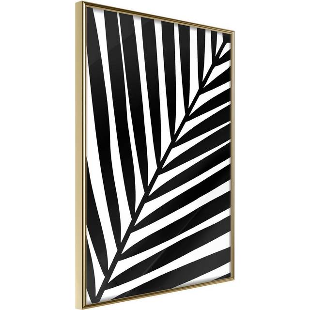 Inramad Poster / Tavla - Black Palm - 40x60 Guld ram