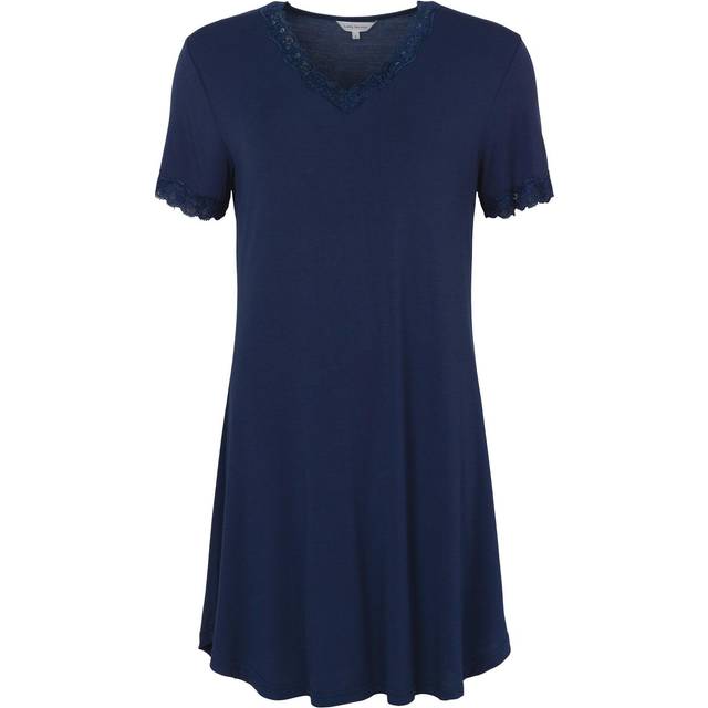 LADY AVENUE Bamboo Short Sleeve Nightdress With |Blå |XS