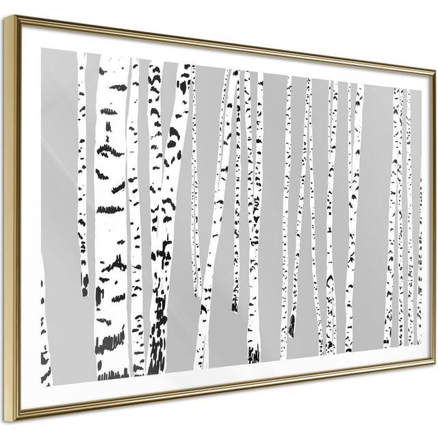 Inramad Poster / Tavla - Birch Wood - 30x20 Guldram