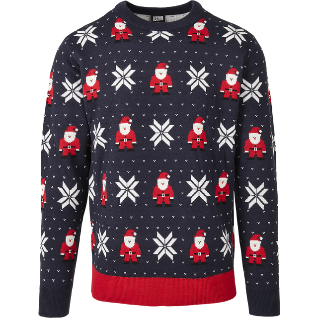Urban Classics Unisex Nicolaus och snöflingor sweatshirts, Nicolaus och snöflinga Aop, M