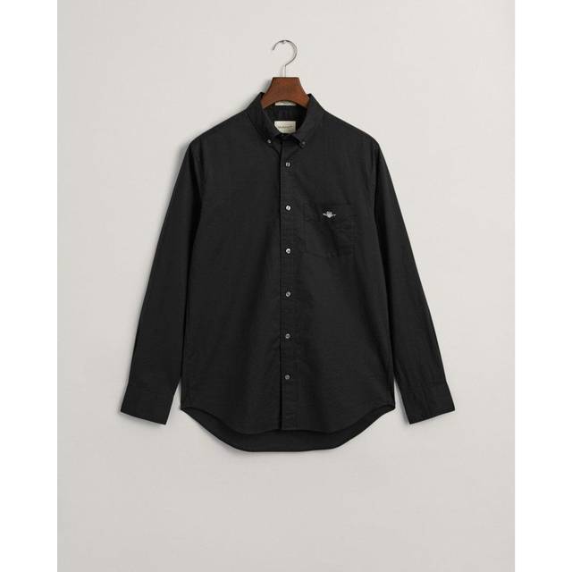 GANT Herr REG POPLIN skjorta klassisk skjorta, svart, standard, svart, L