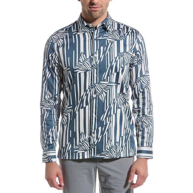 Ted Baker Men's Chorley Butterfly Stripe Print Shirt - Blue - Size: 46/Regular
