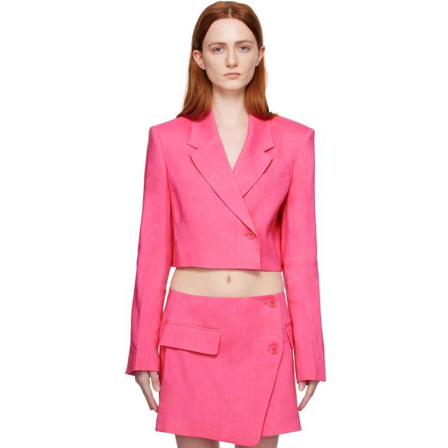 Frame Linen-blend blazer - pink (UK 10)