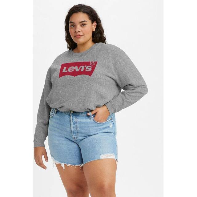 Levi's Womens Levis Plus Graphic Standard Crew Sweatshirt in Grey Heather Cotton - Size UK 14-16
