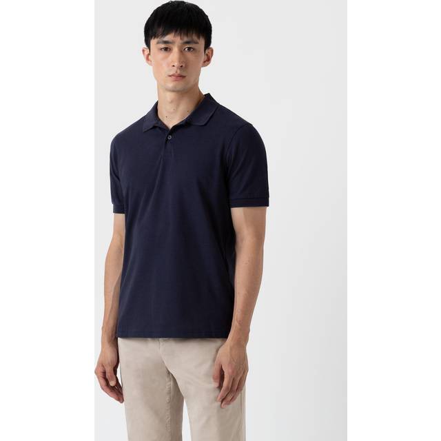 Sunspel Short Sleeve Pique Polo Navy