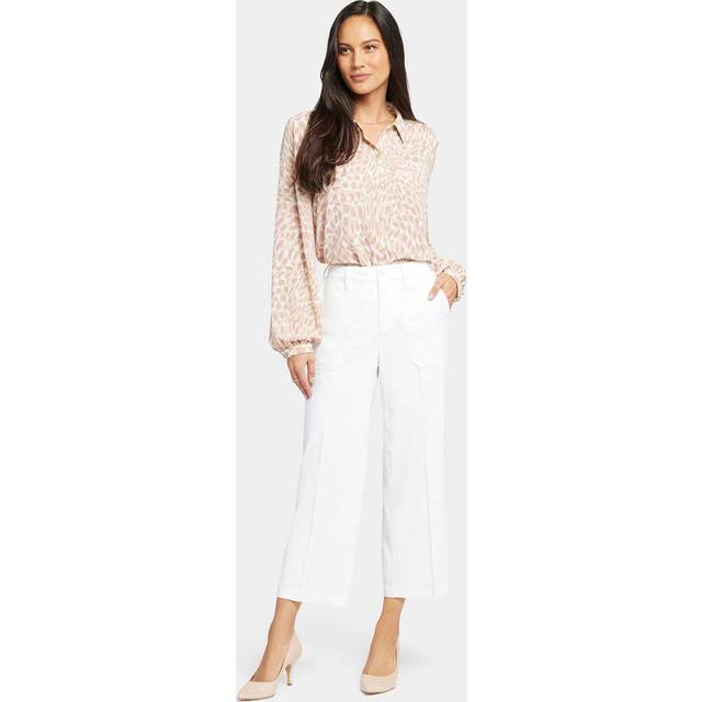 NYDJ Wide Leg Cargo Capri Trousers, Optic White