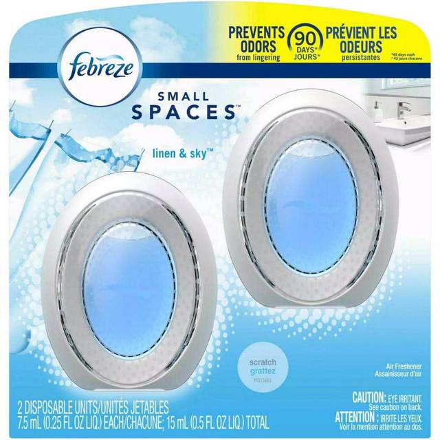 Febreze Small Spaces Air Freshener  Linen & Sky  Odor Eliminator for Strong Odors (2 Count)