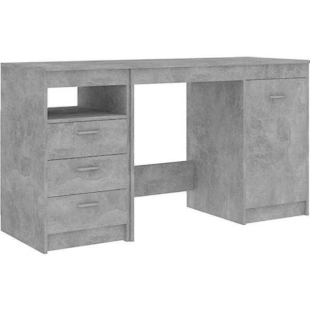 vidaXL Desk Concrete Grey Engineered Wood Workstation Office Computer Table
