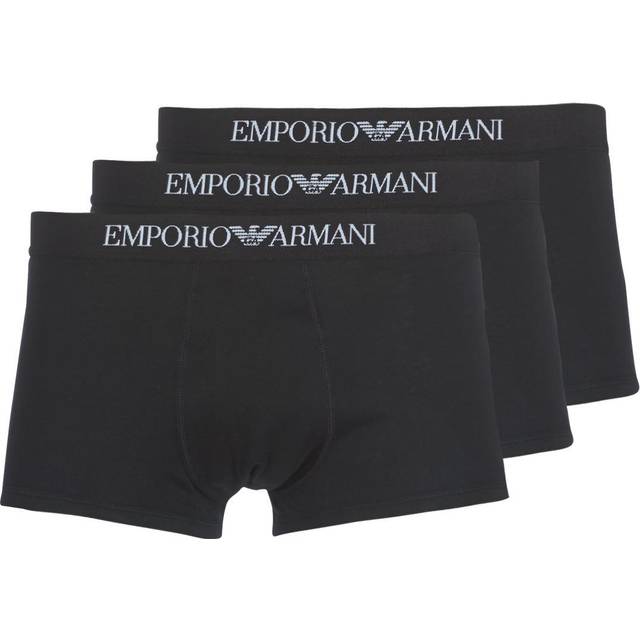 Emporio Armani Bodywear 3 Pack Pure Cotton Trunks - Black, Black, Size Xl, Men - XL