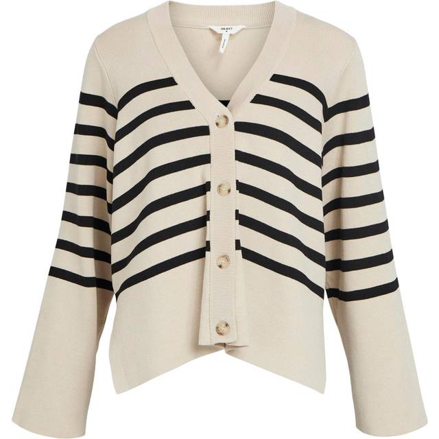 Object Objester LS Cardigan A DIV Dam Koftor & Cardigans Stl. L - Från Magasin - Sandshell/black (L)