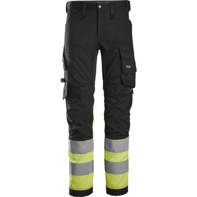 Snickers 6334 High-Vis Class 1 Stretch Trousers Black/Yellow Waist: 39