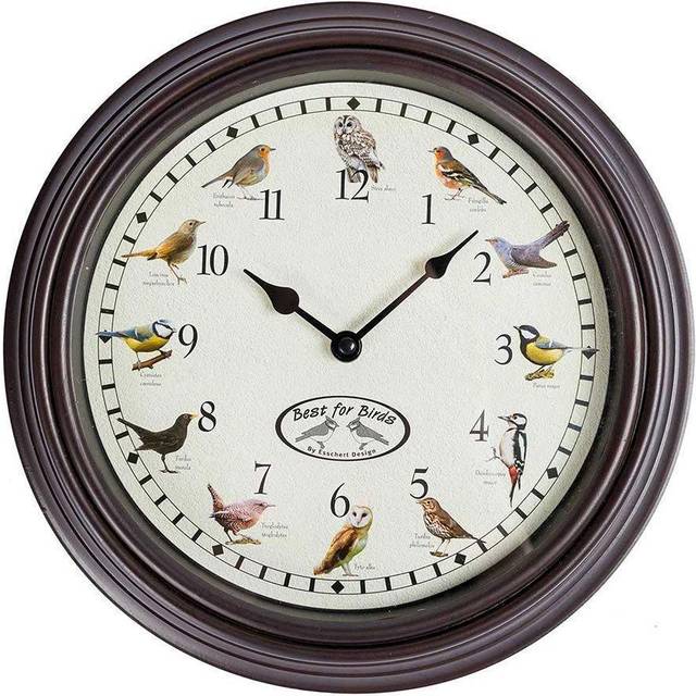 Homescapes Singing Bird Song Quartz Wall Clock - Brown