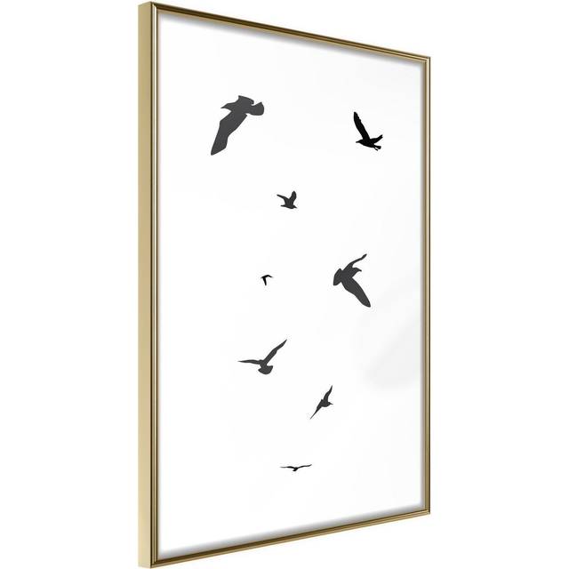 Inramad Poster / Tavla - Birds - 30x45 Guld ram