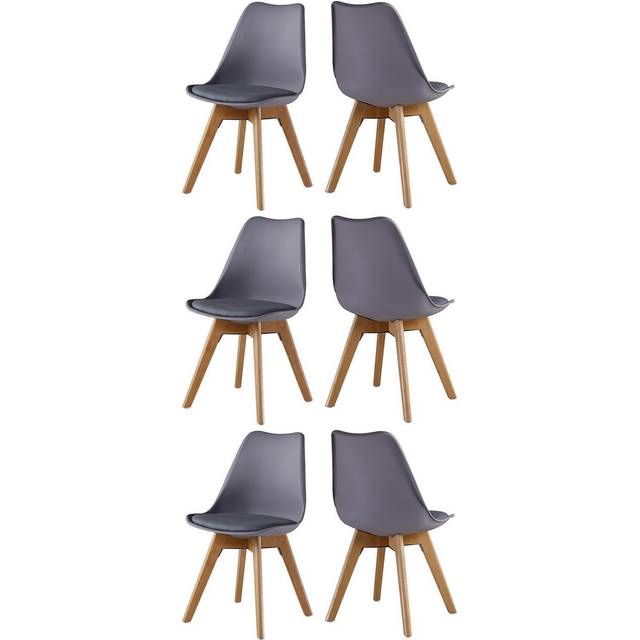 Jamie Lorenzo Tulip Dining Chairs Pack: Set of 6, Colour: Grey