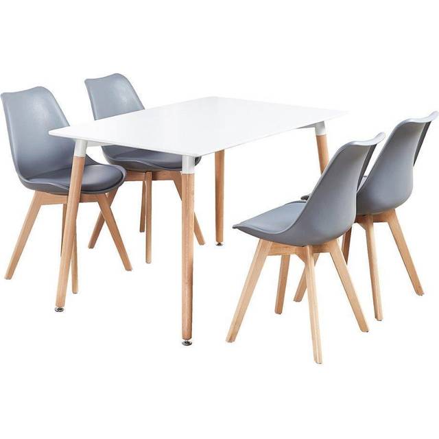 Jamie Halo Dining Table Set with 4 Chairs Colour: Grey, Table colour: