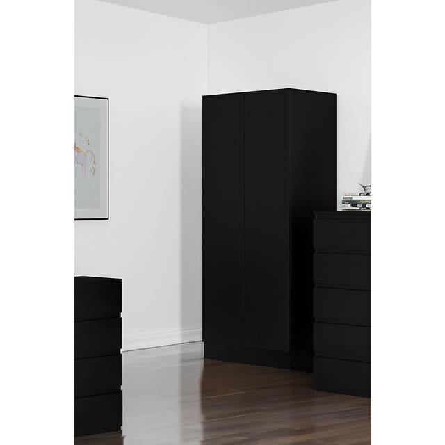 Large 2 Door Wardrobe Matt Black - Stora - One Size