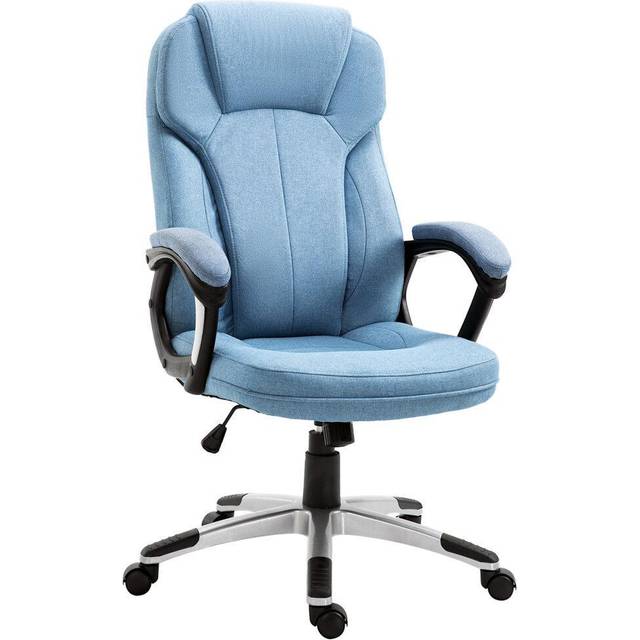 SHEIN Vinsetto Linen Fabric Home Office Chair, Height Adjustable Computer Chair With Padded Armrests And Tilt Function