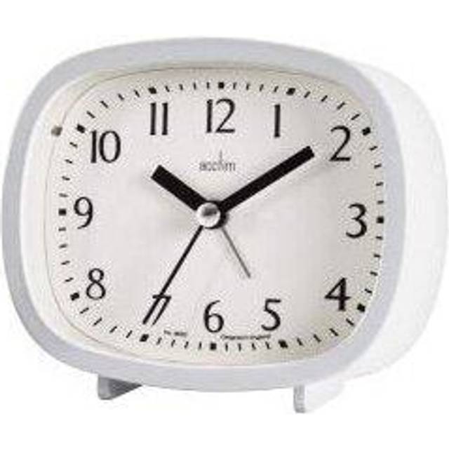 Acctim Hilda Analogue Alarm Clock Non Ticking Sweep Crescendo Alarm Backlight Contemporary - White (8.7cm H X 9.8cm W X 4cm D)