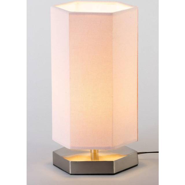 Litecraft Glow Hexagon Table Lamp With Pink Shade - Satin Chrome