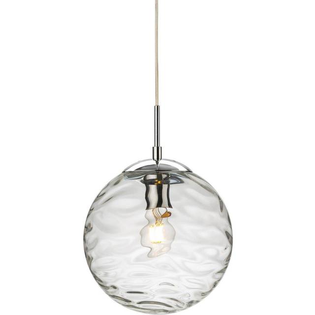 Firstlight Mercury Decorative-Wave Style 25cm Pendant Light in Chrome and Clear Glass