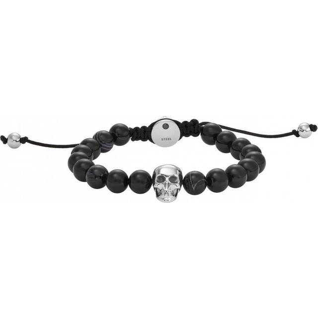 Diesel Armband För Män Pärlor, Längd: 180-195mm, Bredd: 8mm, Höjd: 14.5mm Svart Halvädelarmband, DX1381040, Obsidiansvart