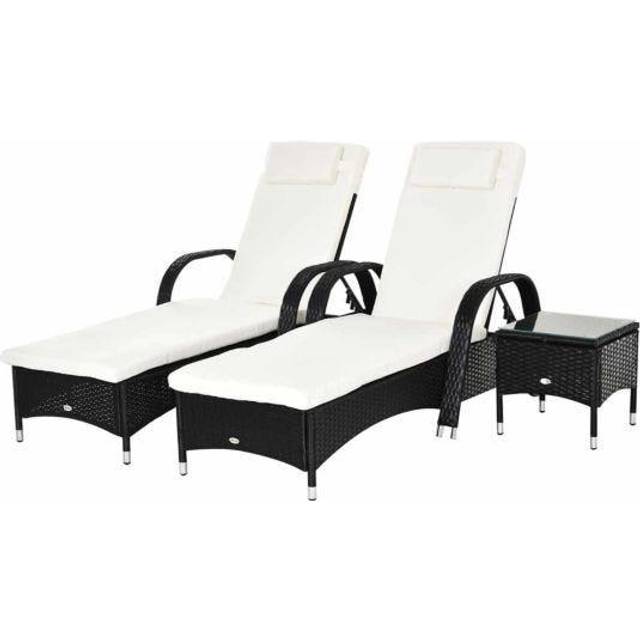 Outsunny Rattan Patio Lounge Chair Set