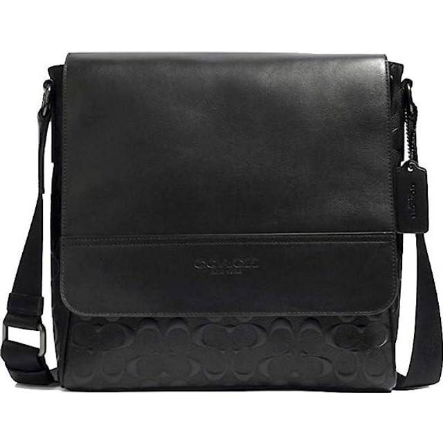 Coach Mens Houston Map Bag in Signature Leather - Black - One Size