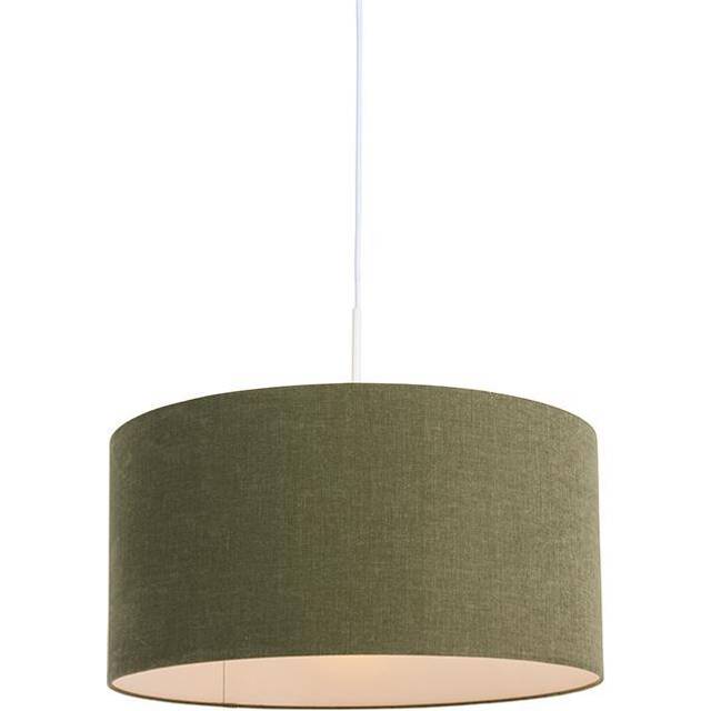 Qazqa - Pendant Light White with Green Lampshade 50 cm - Combi 1