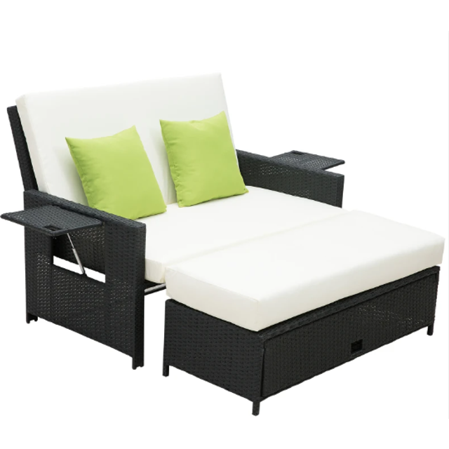 Outsunny Rattan-Effect Two Seater Day Bed