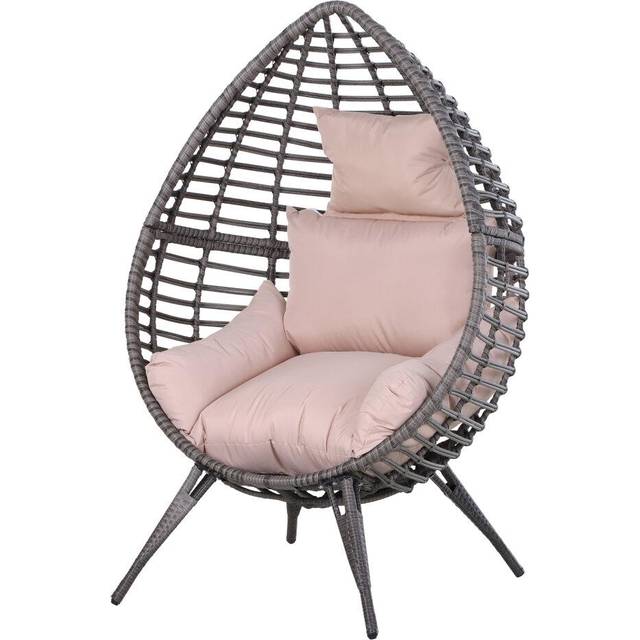 Outsunny Wicker Rattan Outdoor Egg Chair with 4 Legs Beige | TJ Hughes