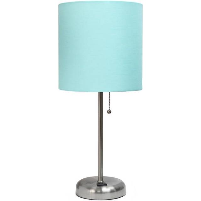 Creekwood Home Oslo 19.5 Contemporary Bedside Power Outlet Base Standard Metal Table Desk Lamp