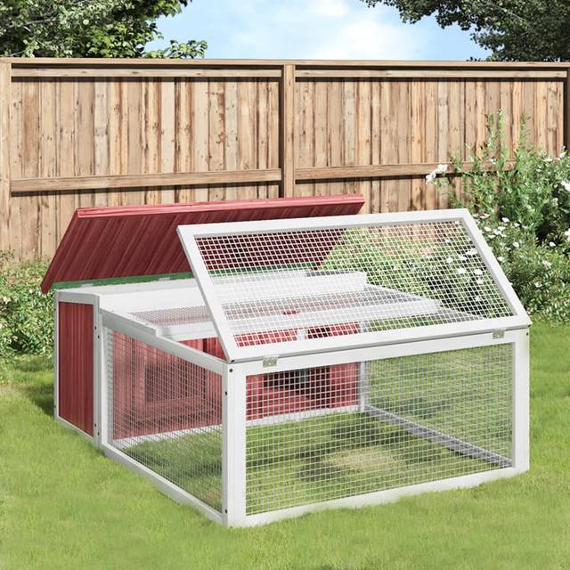 (mocha) vidaXL Rabbit Hutch Rabbit Run Bunny House Wooden Animal House Solid Wood Pine
