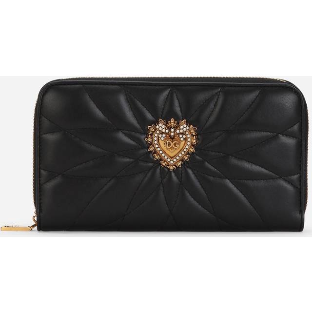 Dolce & Gabbana, Wallets & Cardholders, female, Black, ONE SIZE, Quilted Leather Wallet with Sacred Heart