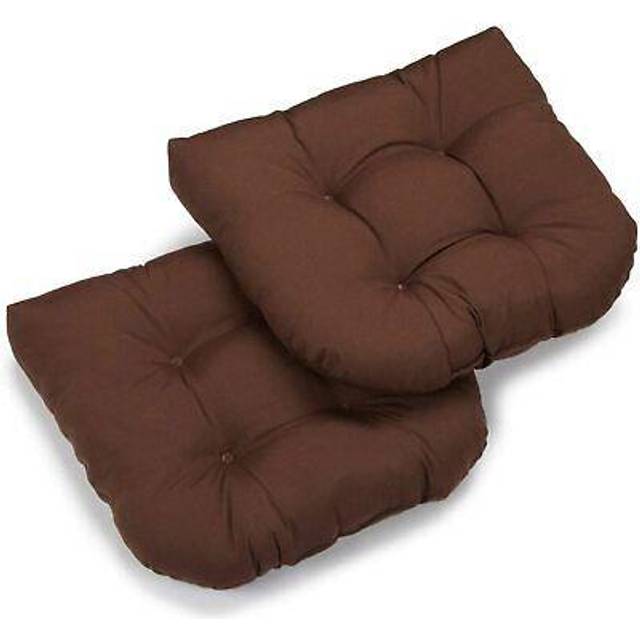 Blazing Needles 19-inch U-Shaped Twill Tufted Dining Chair Cushion (Set of 2) Toffee