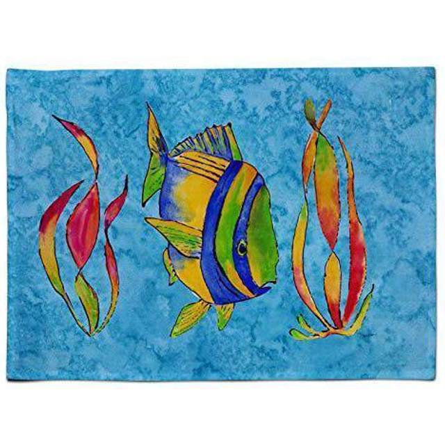 Caroline's Treasures 8713PLMT Tropical Fish And Seaweed On Blue Fabric Placemat  Multicolor
