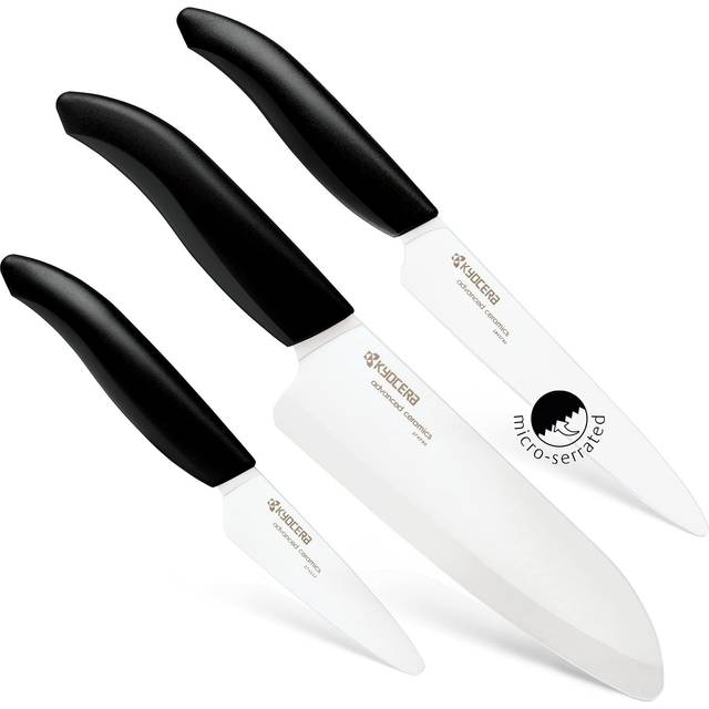 KYOCERA SET3PCKNIFE Chef 3-Piece Ceramic Knife Set, Black