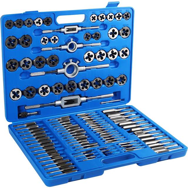 ABN Large Tap and Die Set Metric Tap and Die Kit Rethreading Tool Kit Thread Maker Hole Threader 110-Piece Set, Metric