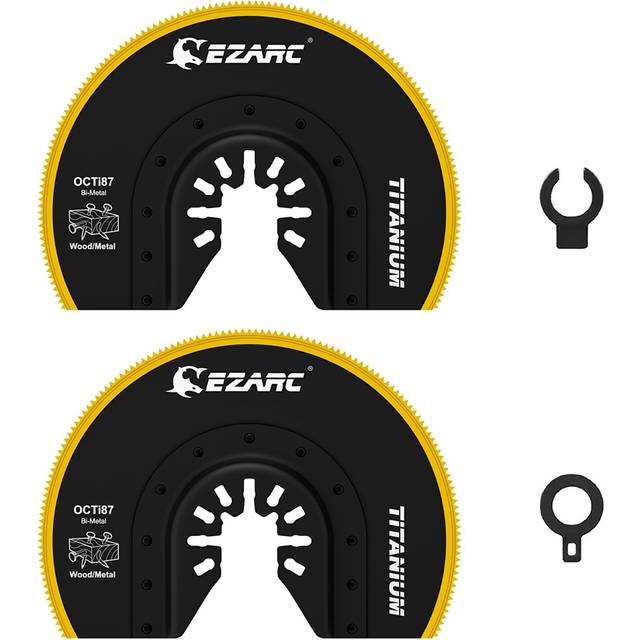 Oscillating Multitool Blades Titanium, 2PCS Semi Circle Flush Cut Oscillating Saw Blades for Wood Metal Nails Screws Cutting, Universal Quick Release
