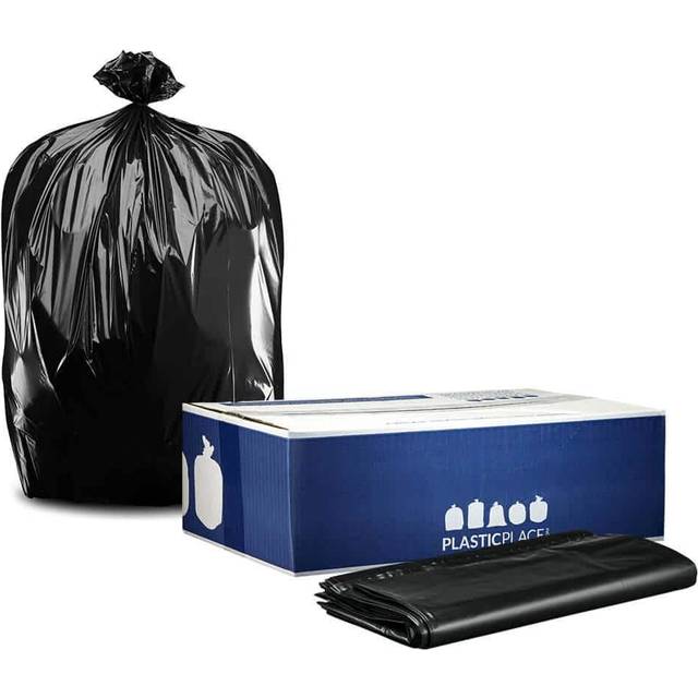 Plasticplace 65 Gallon Trash Bags  3.0 Mil  Black Heavy Duty Garbage Can Liners  50 X 48 50Count